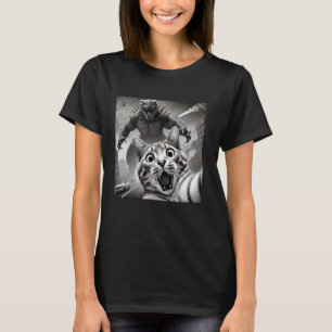 Camiseta Foto engraçada de gato surpreso humor kaiju constr