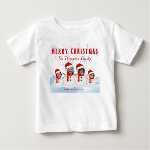 Camiseta Foto engraçada de Natal feliz da família do boneco