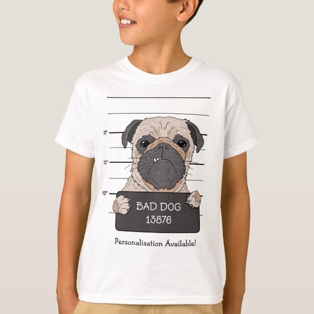Camiseta Foto engraçada de Pug  (Frente)
