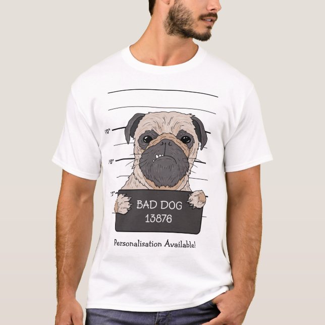 Camiseta Foto engraçada de Pug  (Frente)