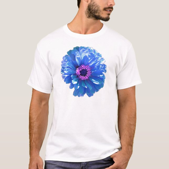 Camiseta Foto floral azul-margarida (Frente)