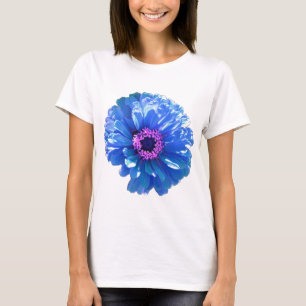 Camiseta Foto floral azul-margarida