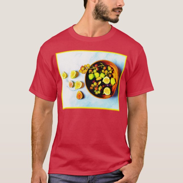 Camiseta Foto "Frutas De Figos E Uvas". Compre agora (Frente)