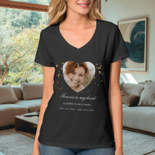 Camiseta Foto funerária memorial com coração dourado