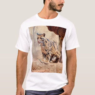 Camiseta foto-leopardo nublada natureza vida selvagem exóti
