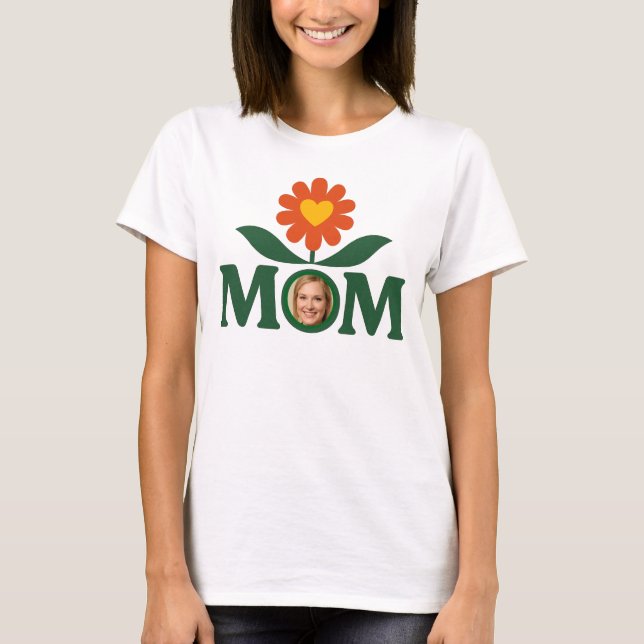 Camiseta Foto Mãe Flor Coração (Frente)