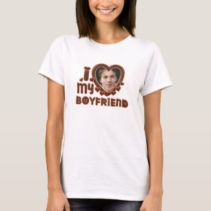 Camiseta Foto Marrom Personalizada Eu Amo Meu Namorado