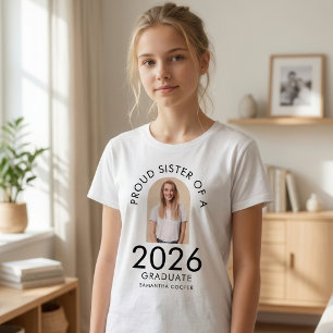 Camiseta Foto Moderna de Arco Irmã Orgulhosa de Graduado de