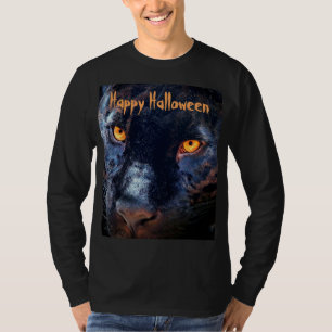 Camiseta Foto Panther Black Cat Eyes Orange Halloween