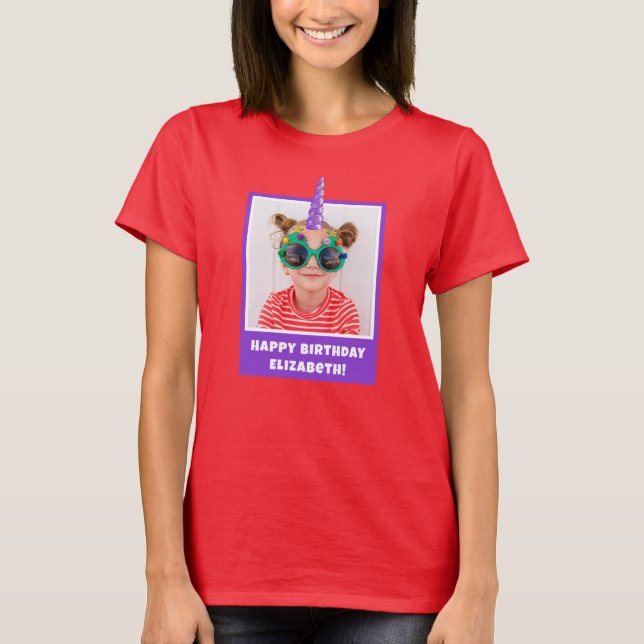 Camiseta Foto para Crianças Personalizadas Feliz Aniversári (Frente)