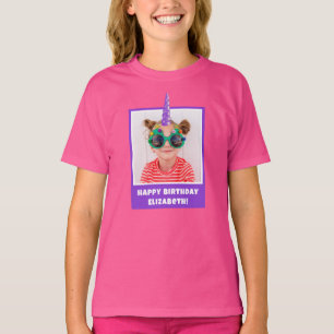 Camiseta Foto para Crianças Personalizadas Feliz Aniversári