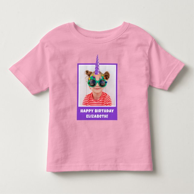 Camiseta Foto para Crianças Personalizadas Feliz Aniversári (Frente)