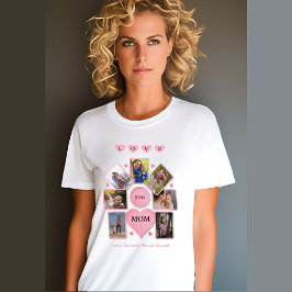 Camiseta Foto Personalizada AMO você MÃE com Corações Branc