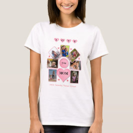 Camiseta Foto Personalizada AMO você MÃE com Corações Branc