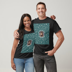 Camiseta Foto Personalizada com Círculo de Pérolas em Azul 
