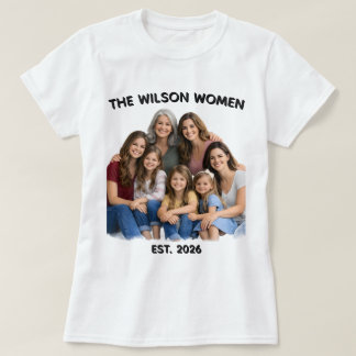 Camiseta Foto Personalizada da Família de Mulheres, Nome &