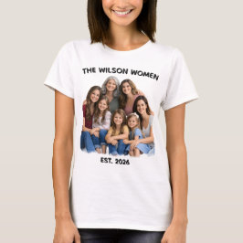 Camiseta Foto Personalizada da Família de Mulheres, Nome & 