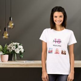 Camiseta Foto personalizada de 18 anos, moça rosa-de-monogr