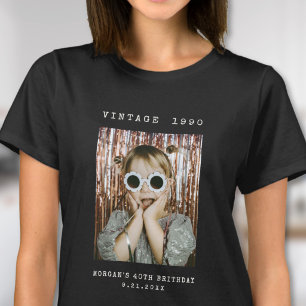 Camiseta Foto Personalizada de Aniversário Retro Vintage
