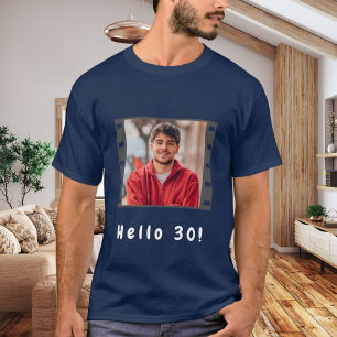 Camiseta Foto personalizada de aniversário saudação caras h