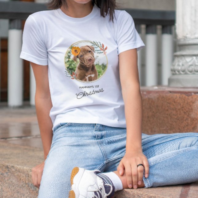 Camiseta Foto personalizada de cão de Natal (Criador carregado)