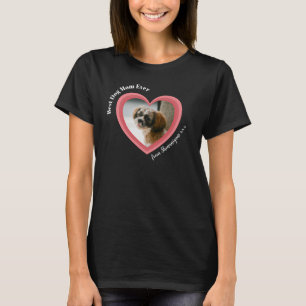Camiseta Foto Personalizada De Coração Rosa Da Mãe De Cão