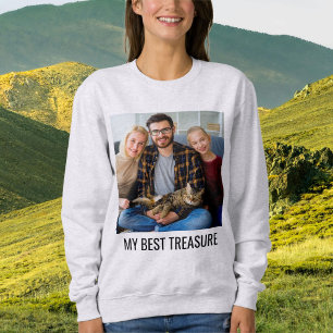 Camiseta Foto Personalizada de Família Gata Mãe em Cinza Pr