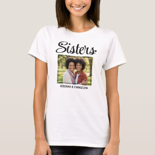 Camiseta Foto personalizada de IRMÃS com letra de coração