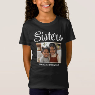 Camiseta Foto personalizada de irmãs com texto manuscrito n