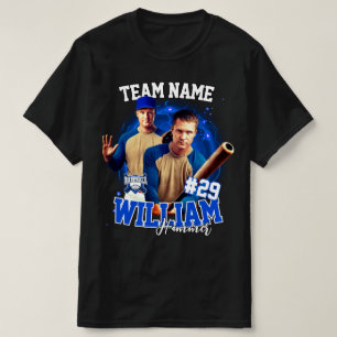 Camiseta Foto Personalizada de Jogador de Beisebol Preto Az