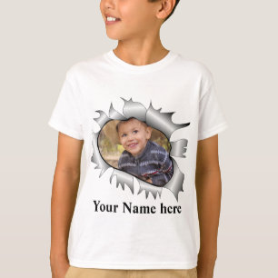 Camiseta Foto personalizada de Vintage moderna em um buraco