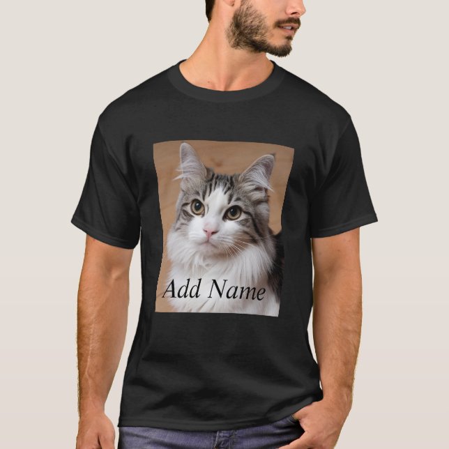 Camiseta Foto personalizada do Cat Lover e nome preto perso (Frente)