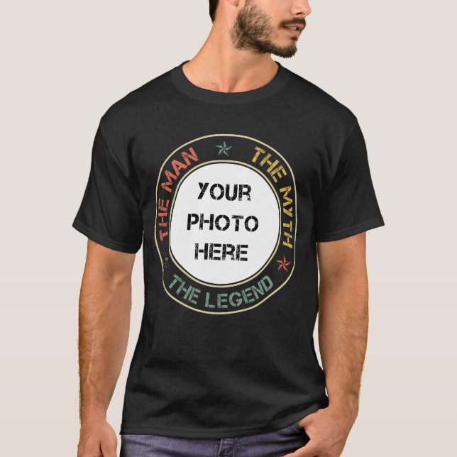 Camiseta Foto Personalizada Do Homem O Mito O Retro Da Lege (Frente)