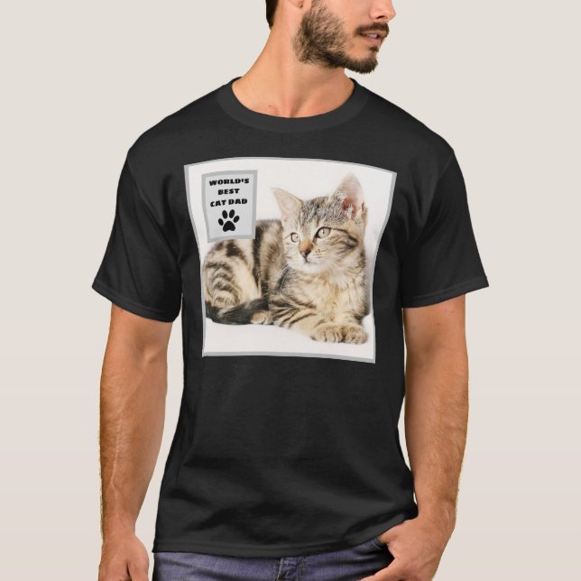 Camiseta Foto personalizada do melhor Pai de gatos do mundo (Frente)