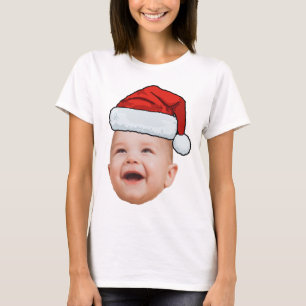 Camiseta Foto personalizada do rosto do bebê Papai Noel Nat