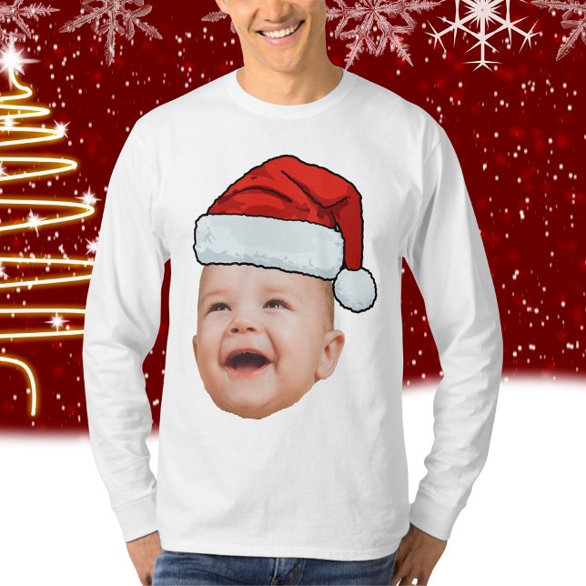 Camiseta Foto personalizada do rosto do bebê Papai Noel Nat (Criador carregado)