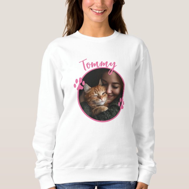 Camiseta Foto personalizada e nome Cat Lover Sweatshirt (Frente)