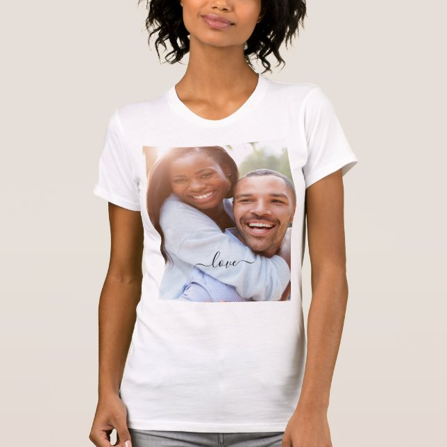 Camiseta Foto personalizada e texto do seu próprio Design - (Frente)