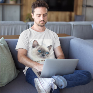 Camiseta Foto Personalizada Engraçada de Gato de Pet Elegan