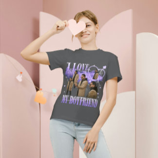 Camiseta Foto Personalizada Eu Amo Meu Namorado Bootleg Vin