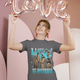 Camiseta Foto Personalizada Eu Amo Meu Namorado Bootleg Vin