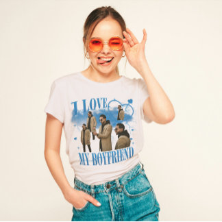 Camiseta Foto Personalizada Eu Amo Meu Namorado Bootleg Vin