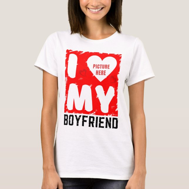 CAMISETA FOTO PERSONALIZADA EU AMO MEU NAMORADO PRESENTE DE (Frente)