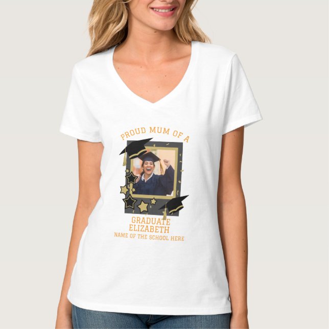 Camiseta Foto personalizada "Mãe orgulhosa de um Formando" (Frente)