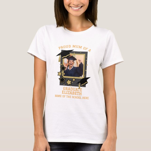 Camiseta Foto personalizada "Mãe orgulhosa de um Formando" (Frente)