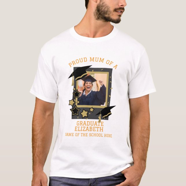 Camiseta Foto personalizada "Mãe orgulhosa de um Formando" (Frente)