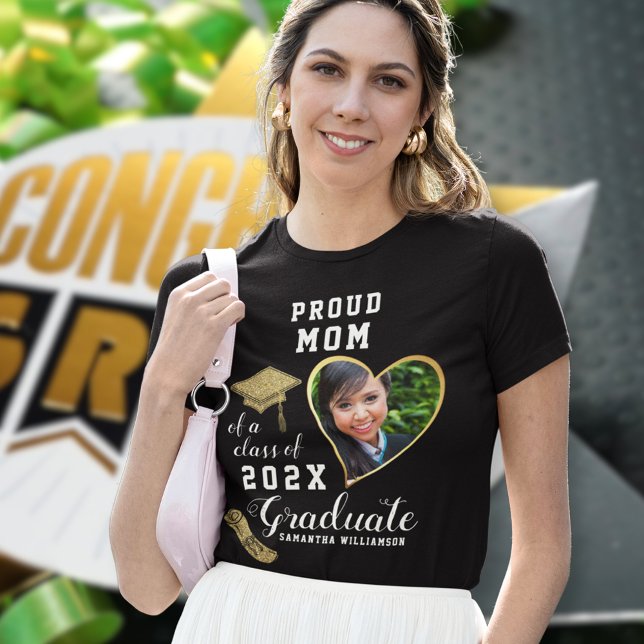 Camiseta Foto Personalizada Mãe Orgulhosa Graduada Turma de (Criador carregado)