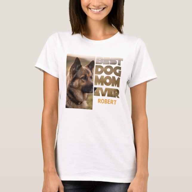 Camiseta Foto personalizada Melhor mãe de cachorro (Frente)
