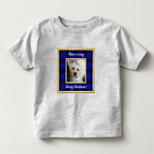 Camiseta Foto personalizada Quadro Natal Azul e Xadrez Pret
