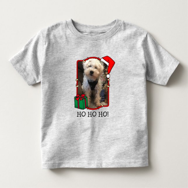 Camiseta Foto personalizada Santa Hat Pet HO HO (Frente)